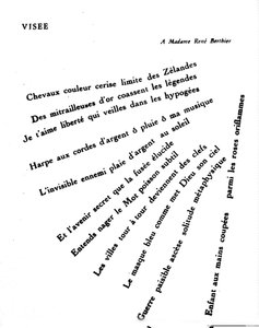 Calligram av Guillaume Apollinaire (1880-1918): "Visee".