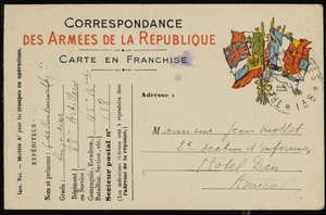 Vykort till Jean Mollet, 1915 av Guillaume Apollinaire