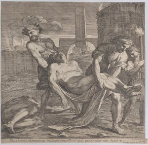 Abdon och Sennen bär de tidiga kristna martyrerna iväg för begravning, 1650-60.