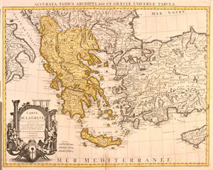 Albanien, större delen av Grekland (utom nordöstra), större delen av Makedonien (utom norra) av Guillaume Delisle