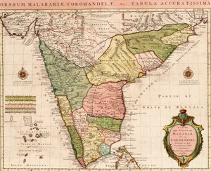 Karta över Indiska oceanen, ca 1722 (kolorerad gravyr) av Guillaume Delisle