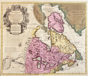 Karta över Kanada och Grönland (etsning av Guillaume Delisle