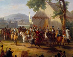 Kung Henrik IV lämnar sitt tält (detalj av Henrik IV som försörjer parisarna) av Guillaume Frederic Ronmy