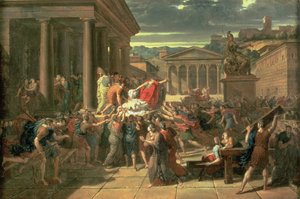 Caesars död (100-44 f.Kr.) (olja på papper)