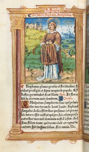 Tryckt timbok (användning i Rom): fol. 100v, S:t Stefan av Guillaume Le Rouge