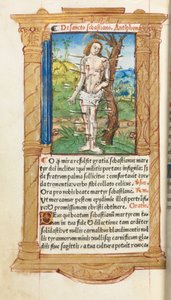 Tryckt timbok (Roms bruk): fol. 102v, S:t Sebastian av Guillaume Le Rouge