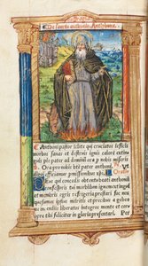 Tryckt timbok (användning i Rom): fol. 104v, S:t Antonius abbot av Guillaume Le Rouge