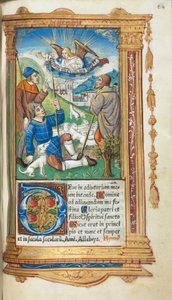 Tryckt timbok (användning i Rom): fol. 36r, Bebådelsen till herdarna av Guillaume Le Rouge