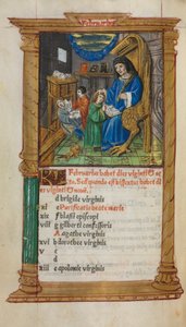 Tryckt timbok (användning av Rom): fol. 3v, illustration av februarikalender av Guillaume Le Rouge