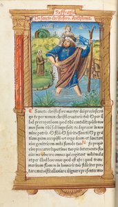 Tryckt timbok Användning av Rom: fol. 101v, St. Christopher, 1510. av Guillaume Le Rouge
