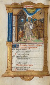 Tryckt timbok Användning av Rom: fol. 10v, septemberkalenderillustration, 1510.
