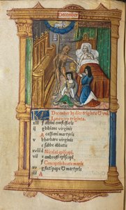 Tryckt timbok Användning av Rom: fol. 13v, December kalendersida, 1510. av Guillaume Le Rouge
