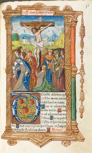 Tryckt timbok Användning av Rom: fol. 55r, Korsfästelsen, 1510. av Guillaume Le Rouge