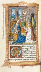 Tryckt timbok Användning av Rom: fol. 60v, Bebådelsen, 1510.