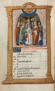 Tryckt timbok Användning av Rom: fol. 7v, junikalenderillustration, 1510. av Guillaume Le Rouge