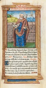 Tryckt timbok Användning av Rom: fol. 99r, St Peter, 1510. av Guillaume Le Rouge