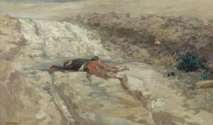 Scen från 1870 års krig: död soldat på ett slagfält, ca 1870 (olja på duk)