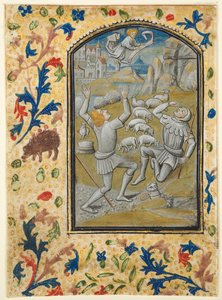 Blad från en timbok: Jungfruns kröning, ca. 1470-1480.