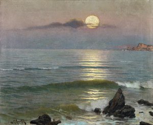 Moonlight - Gómez Gil, Guillermo (1862-1942) - ca. 1910 - Olja på duk - 43x53 - Carmen Thyssen Museum, Malaga av Guillermo Gomez y Gil