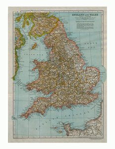 Karta över England och Wales, c1910