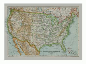Karta över Amerikas förenta stater, c1910