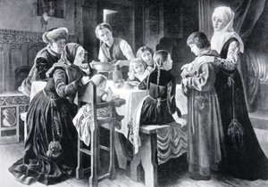 Martin Luthers barndom, illustration ur "Nationens historia". av Gustav Adolph Spangenberg