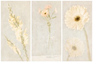Triptyk med blekta blommor