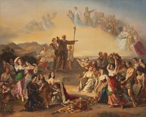 Saint Severin välsignar landet Österrike av Gustav Dittenberger
