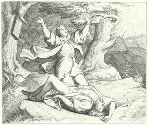 Alexis, vän till Martin Luther, efter att han träffades av blixten under deras resor, 1505