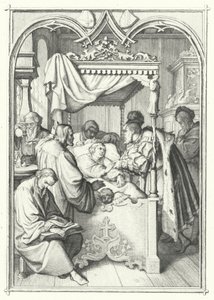 John, kurfurst av Sachsen, besöker Martin Luther på sjukhuset (gravyr) av Gustav Ferdinand Leopold Konig