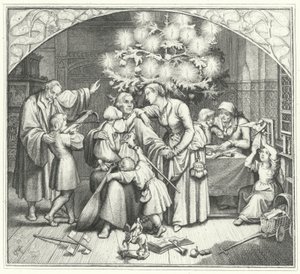 Martin Luther och hans familj njuter av julhelgen (gravyr)