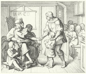 Martin Luther i skolan (gravyr) av Gustav Ferdinand Leopold Konig