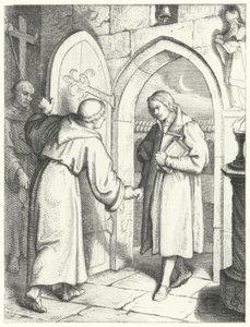 Martin Luther gick in i St Augustines-klostret i Erfurt den 17 juli 1505 av Gustav Ferdinand Leopold Konig