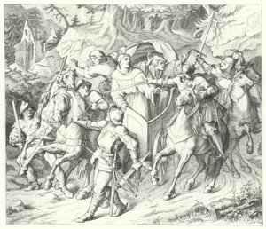 Martin Luther kidnappas när han återvänder från riksdagen i Worms 1521 av Gustav Ferdinand Leopold Konig
