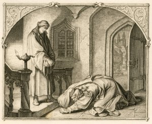 Martin Luther tillsammans med rånaren Hans Kohlhase (1500-1540) av Gustav Ferdinand Leopold Konig