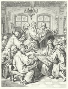 Martin Luther översätter bibeln till tyska (gravyr) av Gustav Ferdinand Leopold Konig