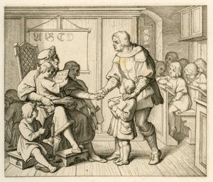 Martin Luthers inskrivning i skolan i Mansfield av Gustav Ferdinand Leopold Konig
