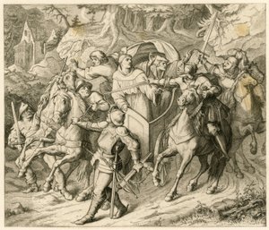 Kidnappningen av Martin Luther på hans återresa - 1521 - av Hauptmann von Berlepsch och Burkhard Hund, eftersom det fanns tjuren för bannlysning av påven och kejsarens fredlöshet