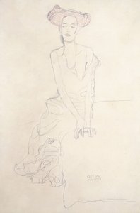 Aug Ruhubeit den unga kvinnan, försörjer sig själv med händerna, 1908 av Gustav Klimt