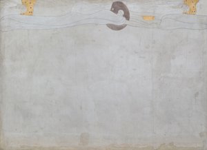 Beethoven Fris: Längtan efter lycka - panel 1, vänster långvägg av Gustav Klimt
