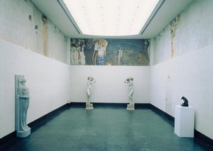 Beethoven-frisen: Längtan efter lycka - baserad på Richard Wagners tolkning av Ludwig van Beethovens symfoni nr IX av Gustav Klimt