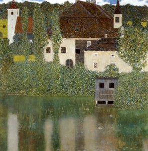 Slott vid sjön Atter, slott Unterrach vid Attersee 1908 av Gustav Klimt