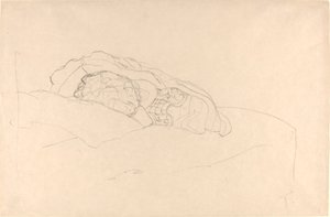 Uppkrupen flicka på sängen av Gustav Klimt