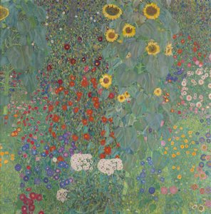 Gårdsträdgård med solrosor av Gustav Klimt
