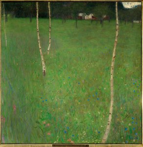 Bondgård med björkträd av Gustav Klimt