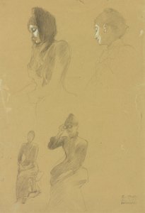 Fyra porträttstudier av kvinnor av Gustav Klimt