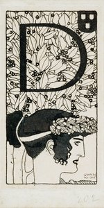 Initialen D, som användes i det tredje numret av Ver Sacrum, tidskriften för Art Nouveau Secession-rörelsen i Österrike av Gustav Klimt
