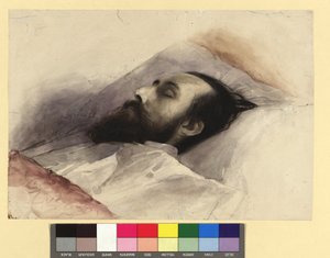 Julius Lott (1836–1883) på sin dödsbädd av Gustav Klimt