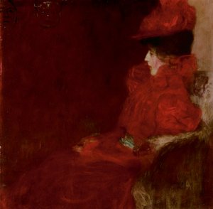Klimt - DAME IM FAUTEUIL (KVINNA I ARMFÅNGARSTOL), 1897-98 av Gustav Klimt
