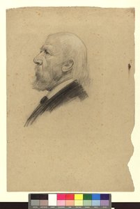 Porträttskiss av en äldre man i profil åt vänster av Gustav Klimt